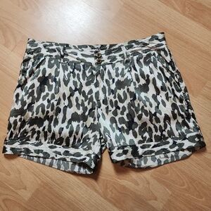 Boston Proper 100% Silk Shorts Green Peach Size 6